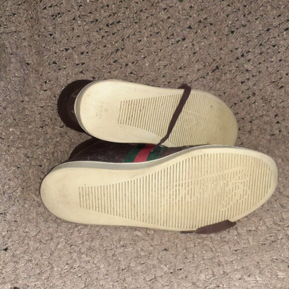 GUCCI-GG High Top 'Guccisima'-Brown Leather Hi-Top Sneakers-Sz 8.5-Excellent - Picture 10 of 11